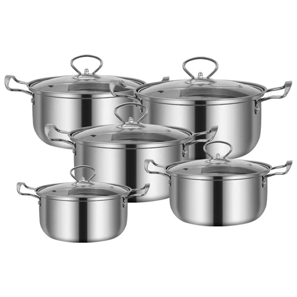 Induction Non Stick Stainless Steel Cookware With Lids Set, 11 pcs