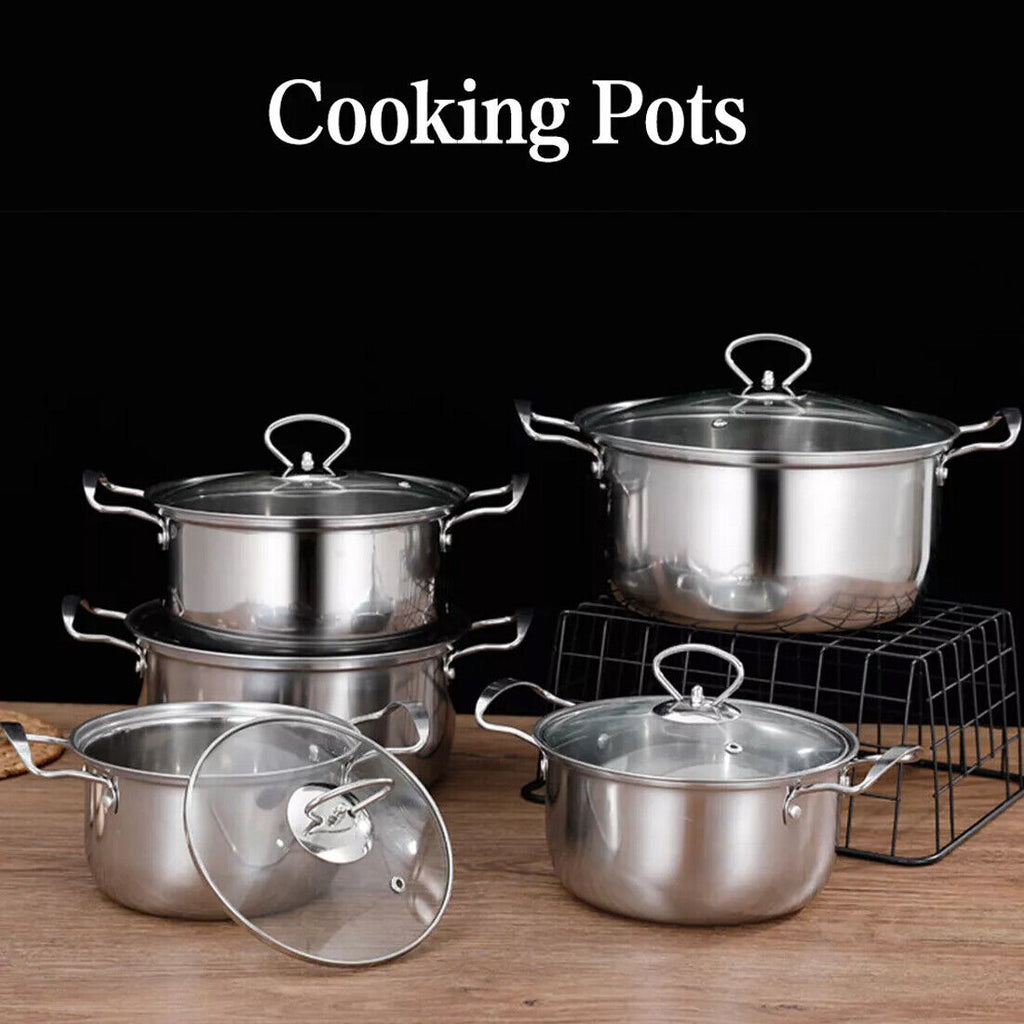 Induction Non Stick Stainless Steel Cookware With Lids Set, 11 pcs