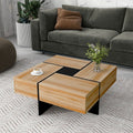 Square Coffee Table with 4 Hidden Storage Compartments & Sliding Top – Brown