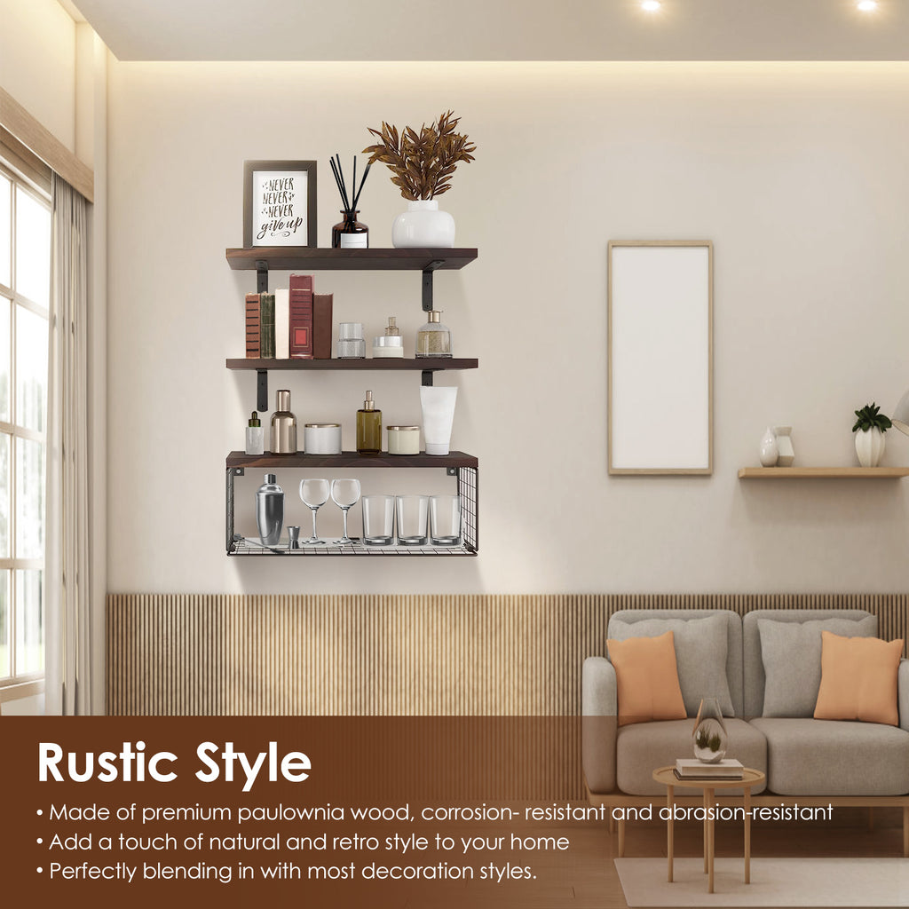 Floating Shelves Wall Mounted With Storage Basket
