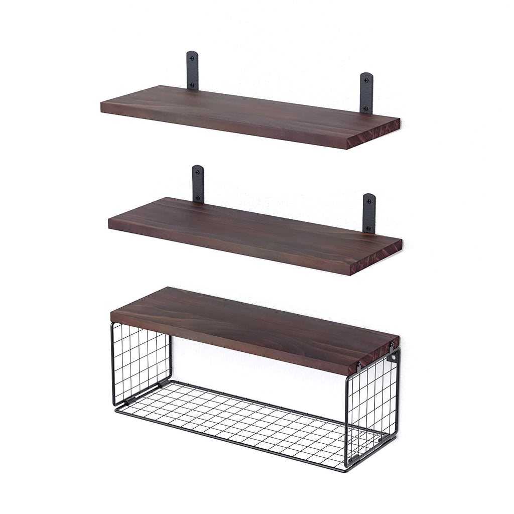 Floating Shelves Wall Mounted With Storage Basket