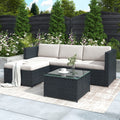 Black Rattan Garden Corner Sofa Set – Outdoor Patio Lounge Furniture