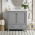 30" Gray Bathroom Vanity with Undermount Sink, 2 Doors & Drawer – Solid Wood Frame
