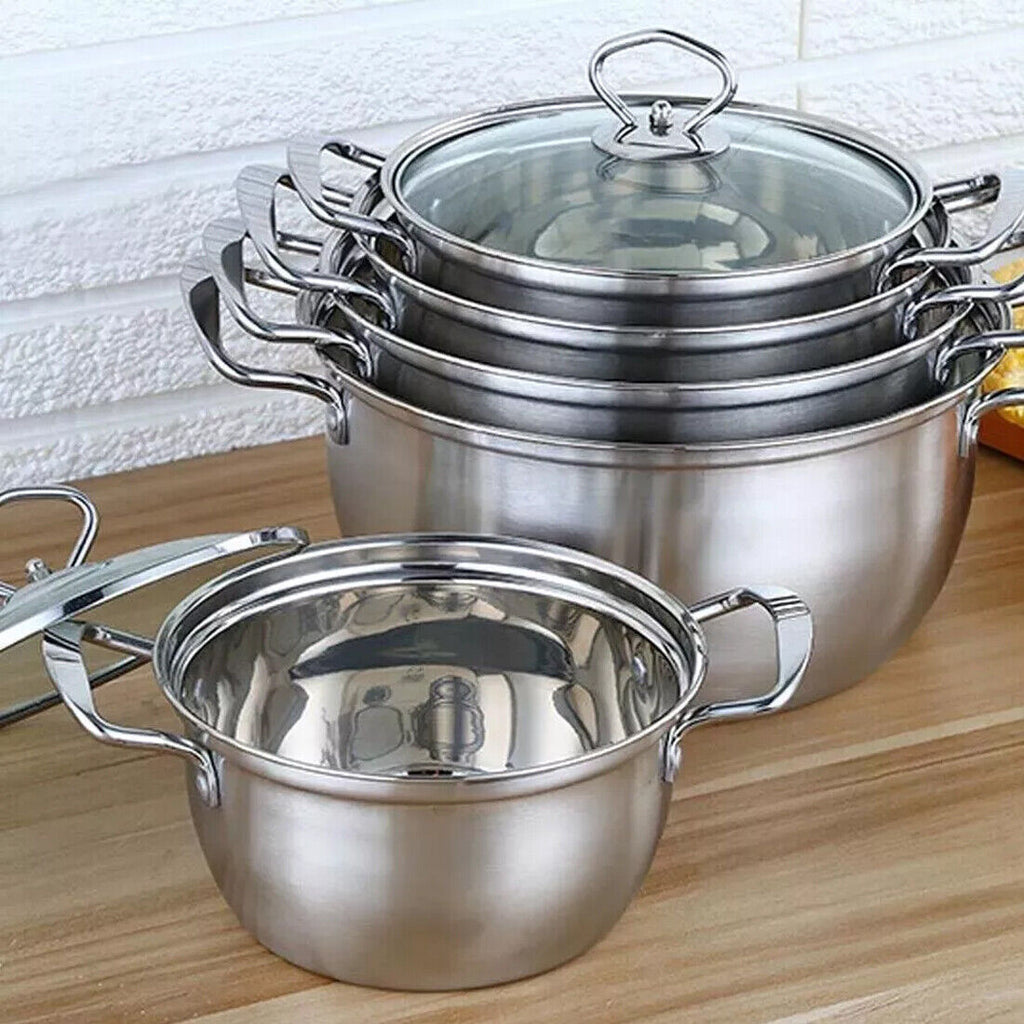 Induction Non Stick Stainless Steel Cookware With Lids Set, 11 pcs