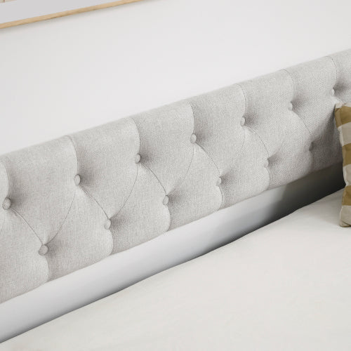 Upholstered Tufted Double Sofa Bed with Pull-Out Roller – Beige