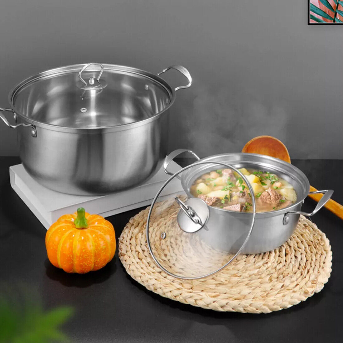 Induction Non Stick Stainless Steel Cookware With Lids Set, 11 pcs