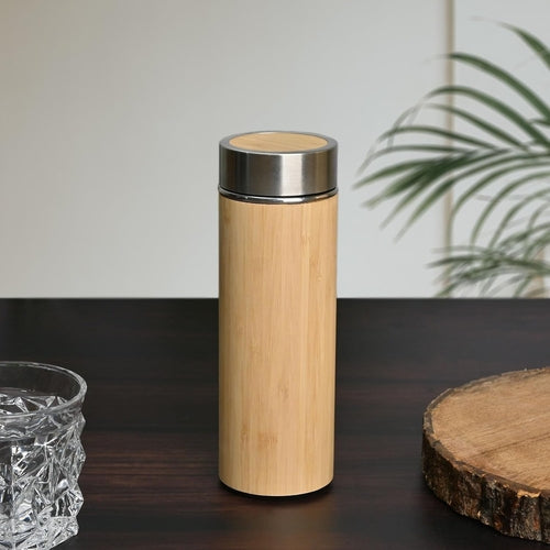 Bamboo Vacuum Insulated Water Bottle – 500ml, Eco-Friendly